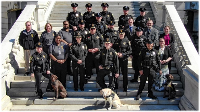 Capitol Police Staff standing on Capitol Steps