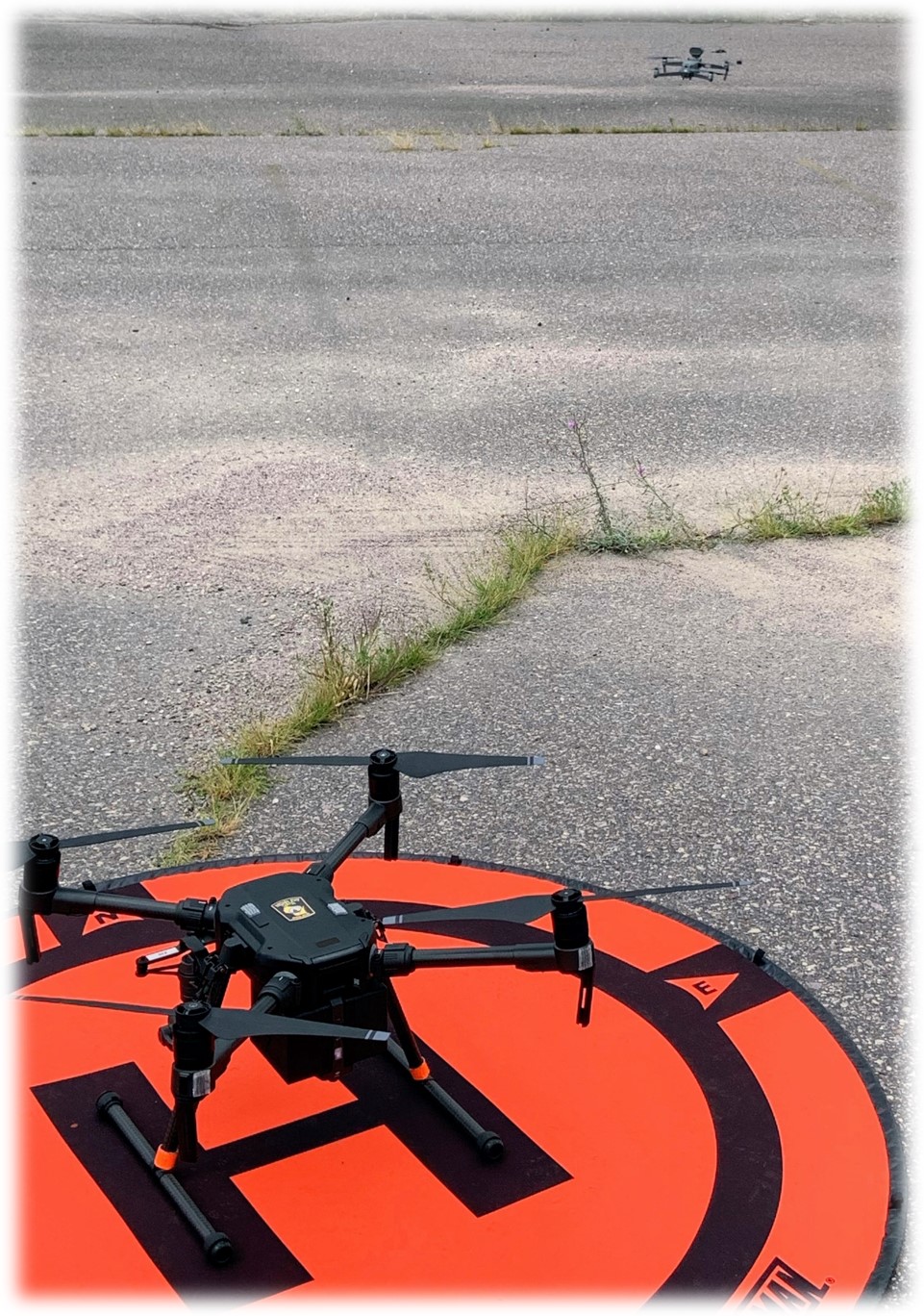 Unmanned Aircraft Drone on landing matt